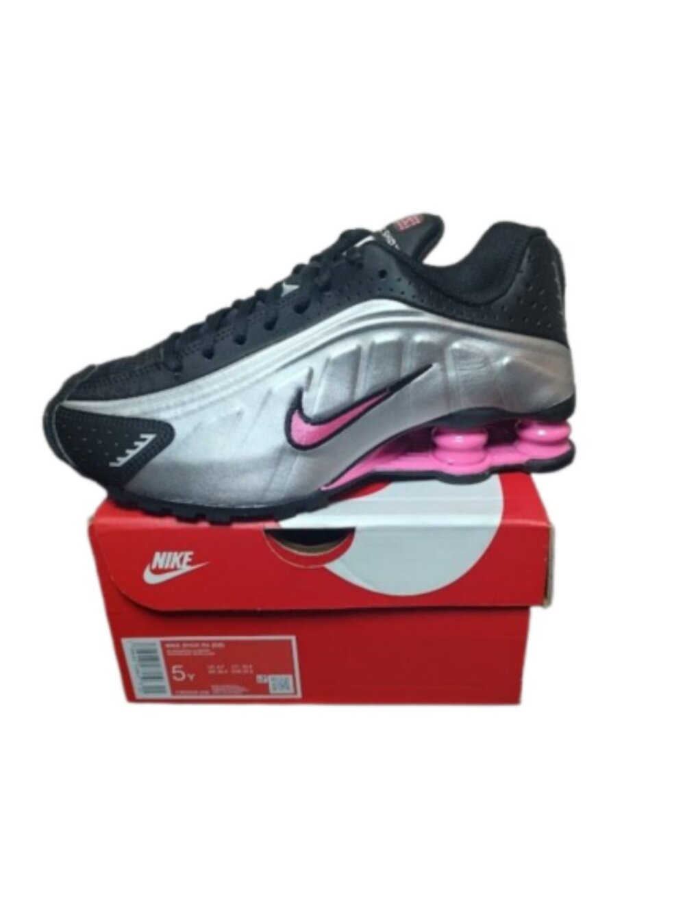 Nike Shox R4 GS Black Pinksicle Silver CW2626-006 Fits Women's 6.5 / 5Y NIB